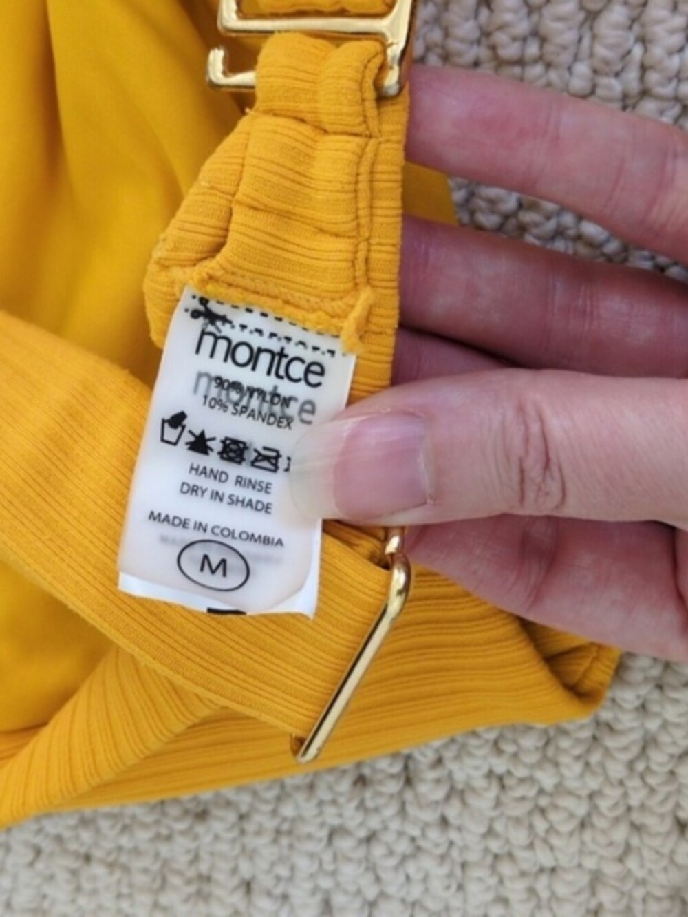 Montce Swim Rib Knit Bikini Set Marigold Yellow Size Medium Top And Large Bottom - Picture 3 of 7